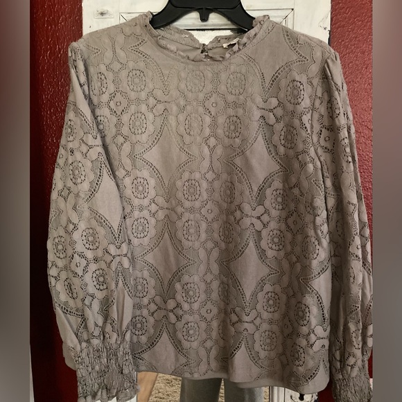 Ultra Pink Tops - Elegant Lace Women's Top in Gray